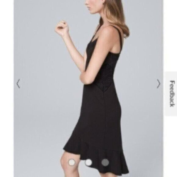 NWOT White House Black Market Flutter-Hem Black Dress - Picture 3 of 4